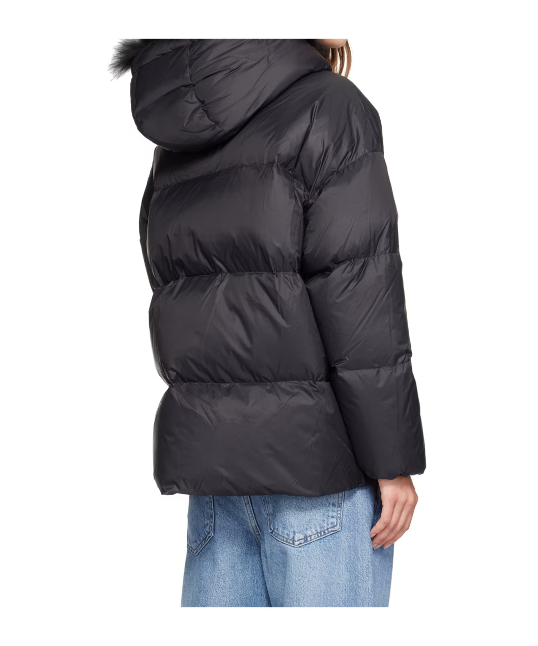 Yves Salomon Black Hooded Down Jacket In Black
