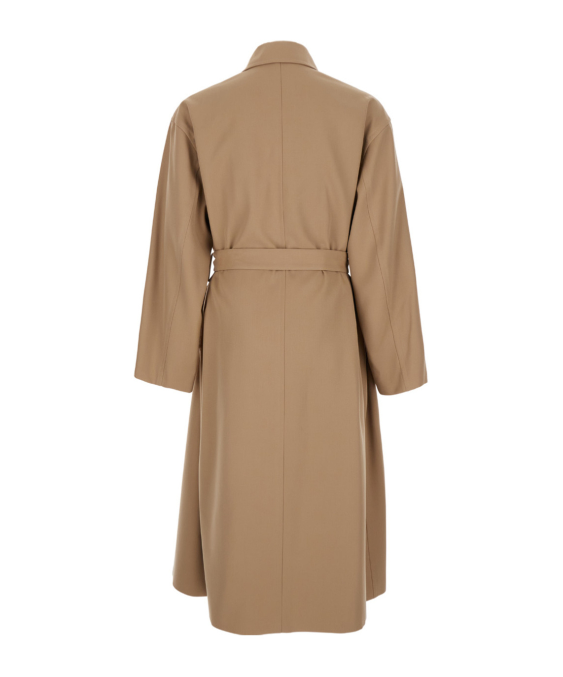 Jil Sander Beige Double Breasted Trench With Belt In Wool Man In Green