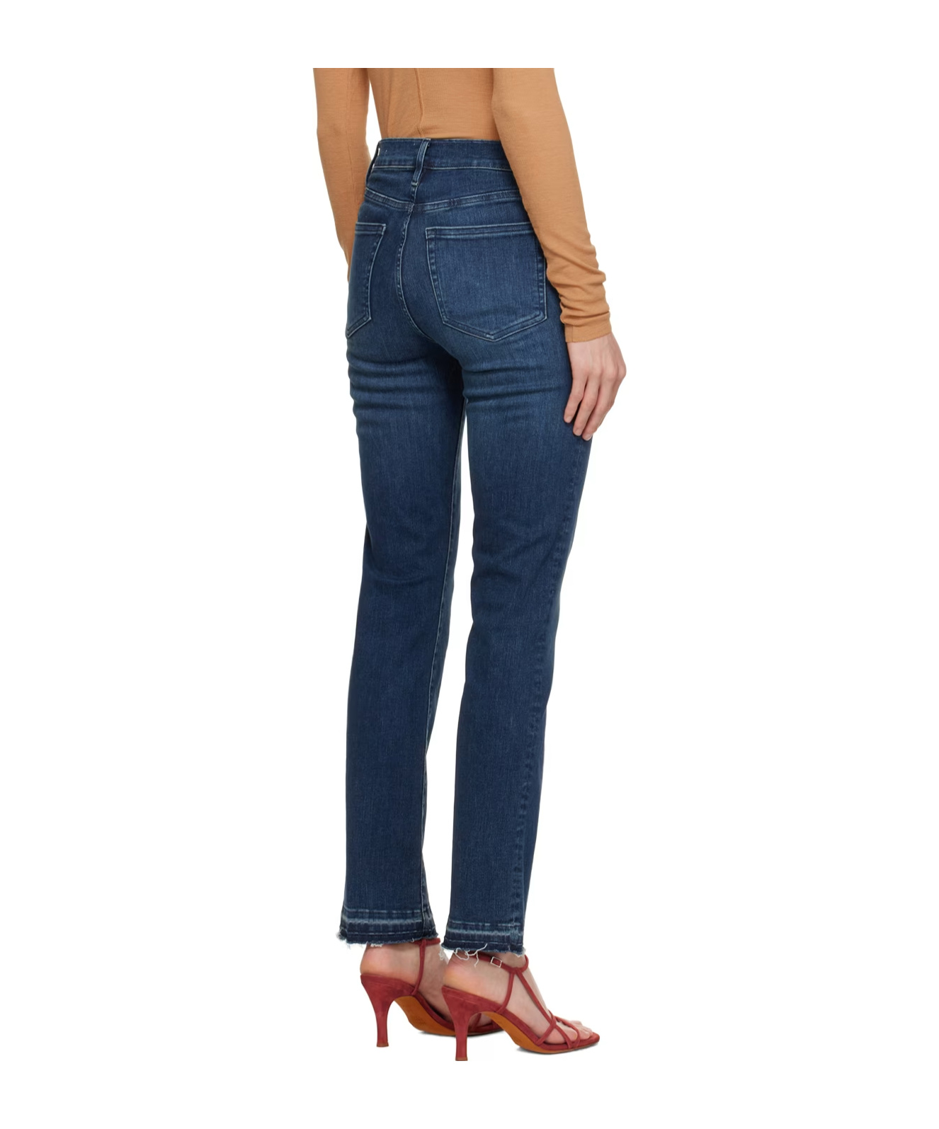 Frame High-rise Zipper Jeans In Blue