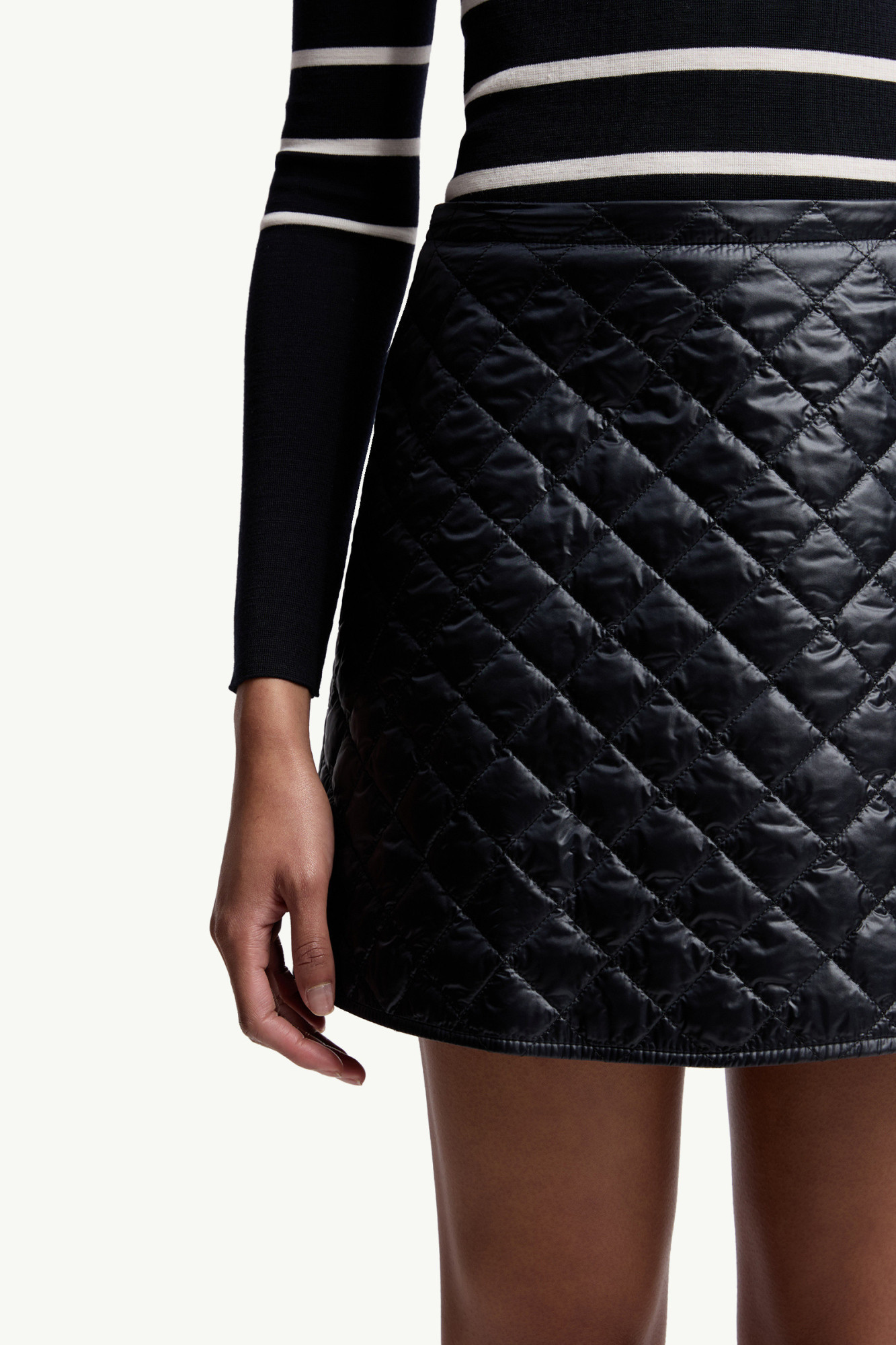 Moncler Navy Blue Diamond-quilted Mini Skirt In Blue