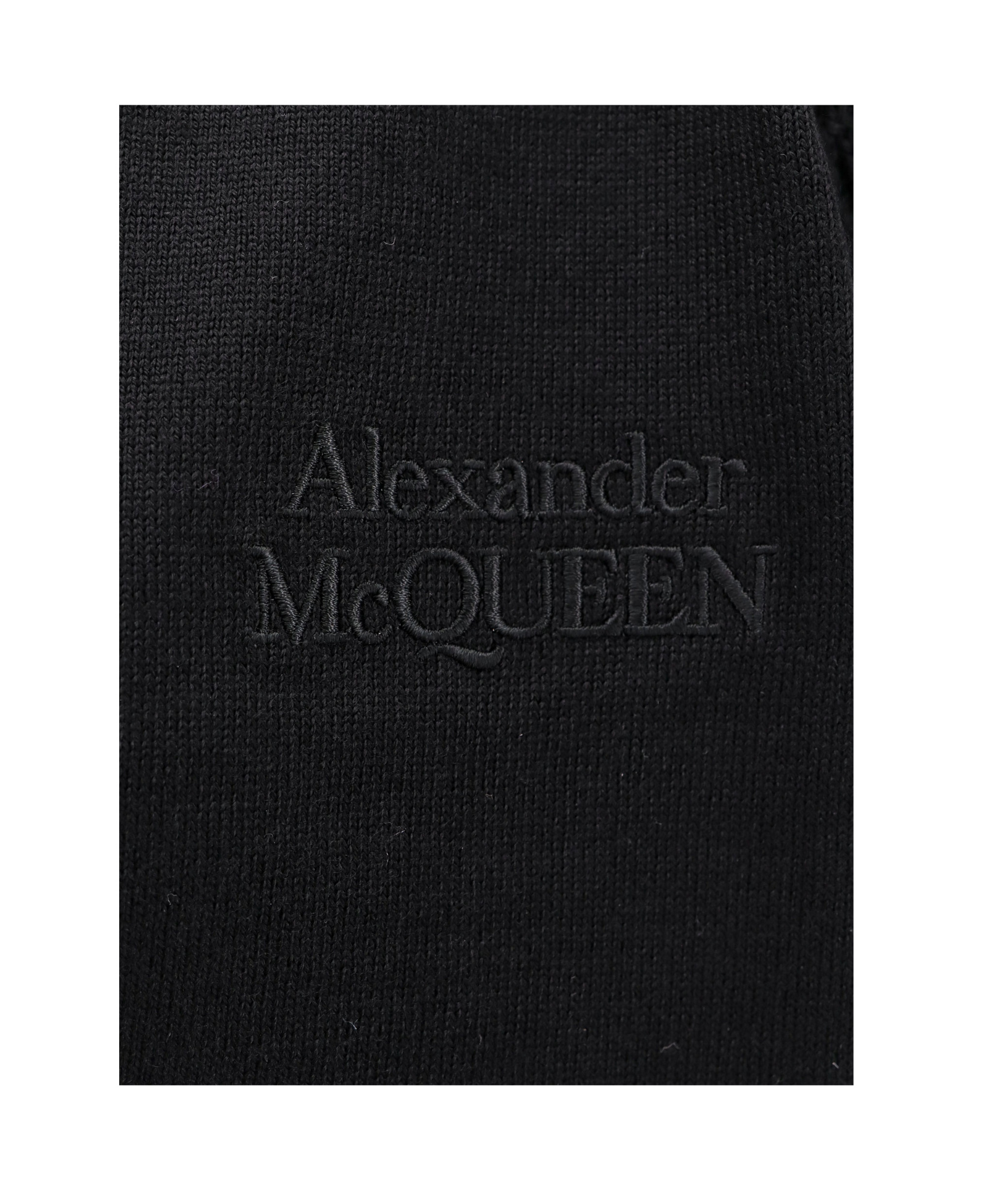 Alexander Mcqueen Wool Cardigan With Logo Embroidery In Black