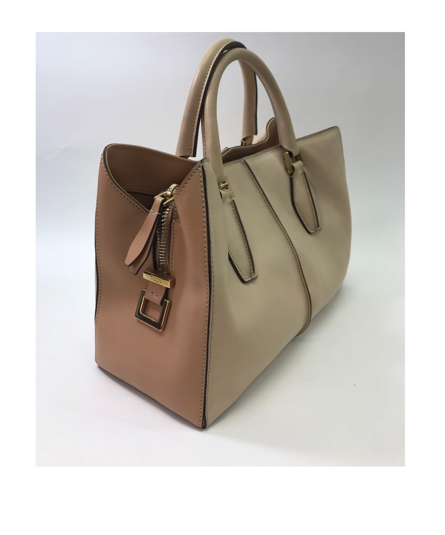 Shop Tod's Double Handle Shoulder Bag In Nude