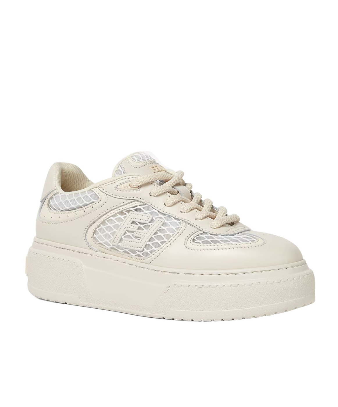 Fendi White Leather And Mesh Platform Low-tops