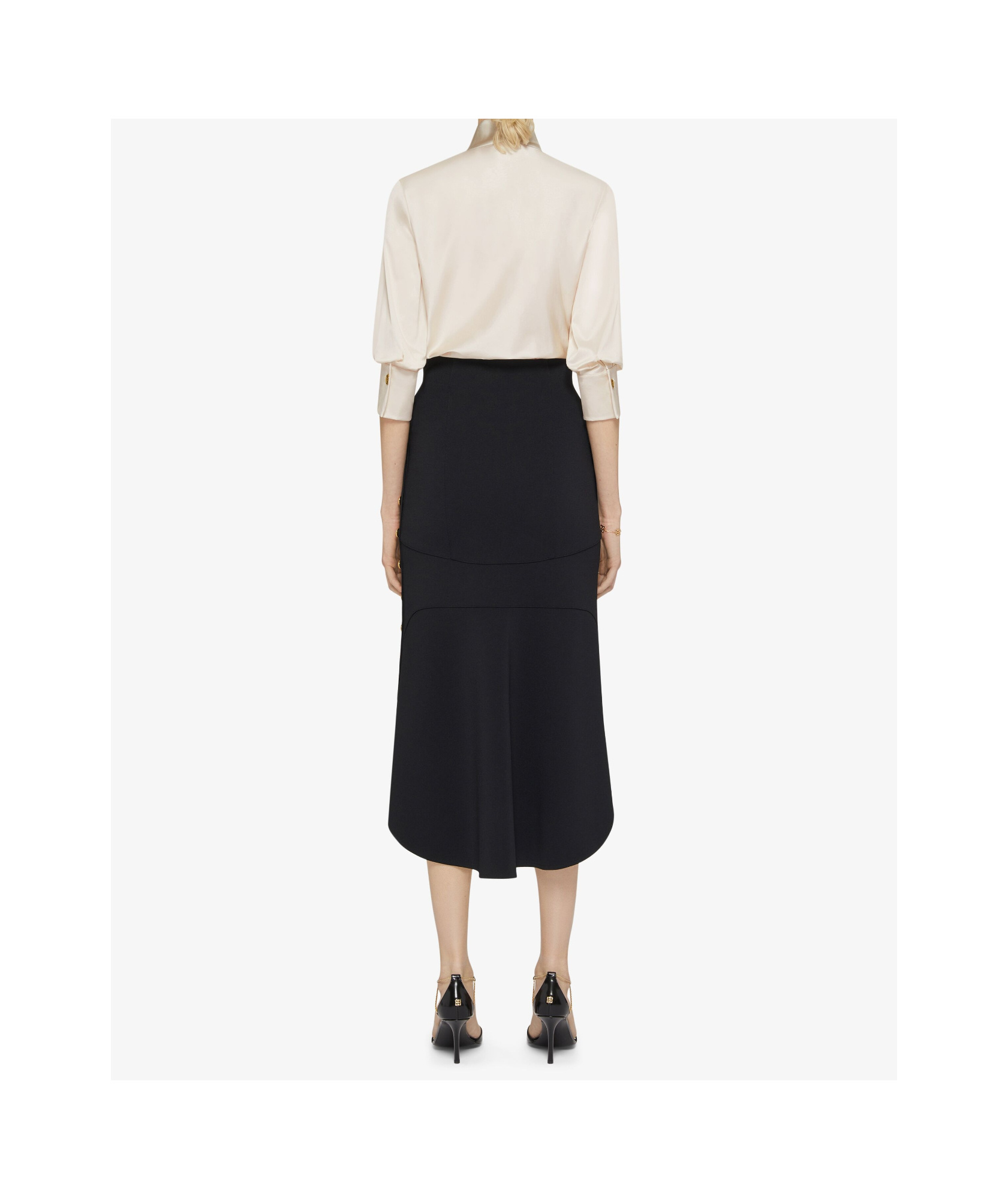 Givenchy Black Milan Stitch Skirt With Buttons In Black