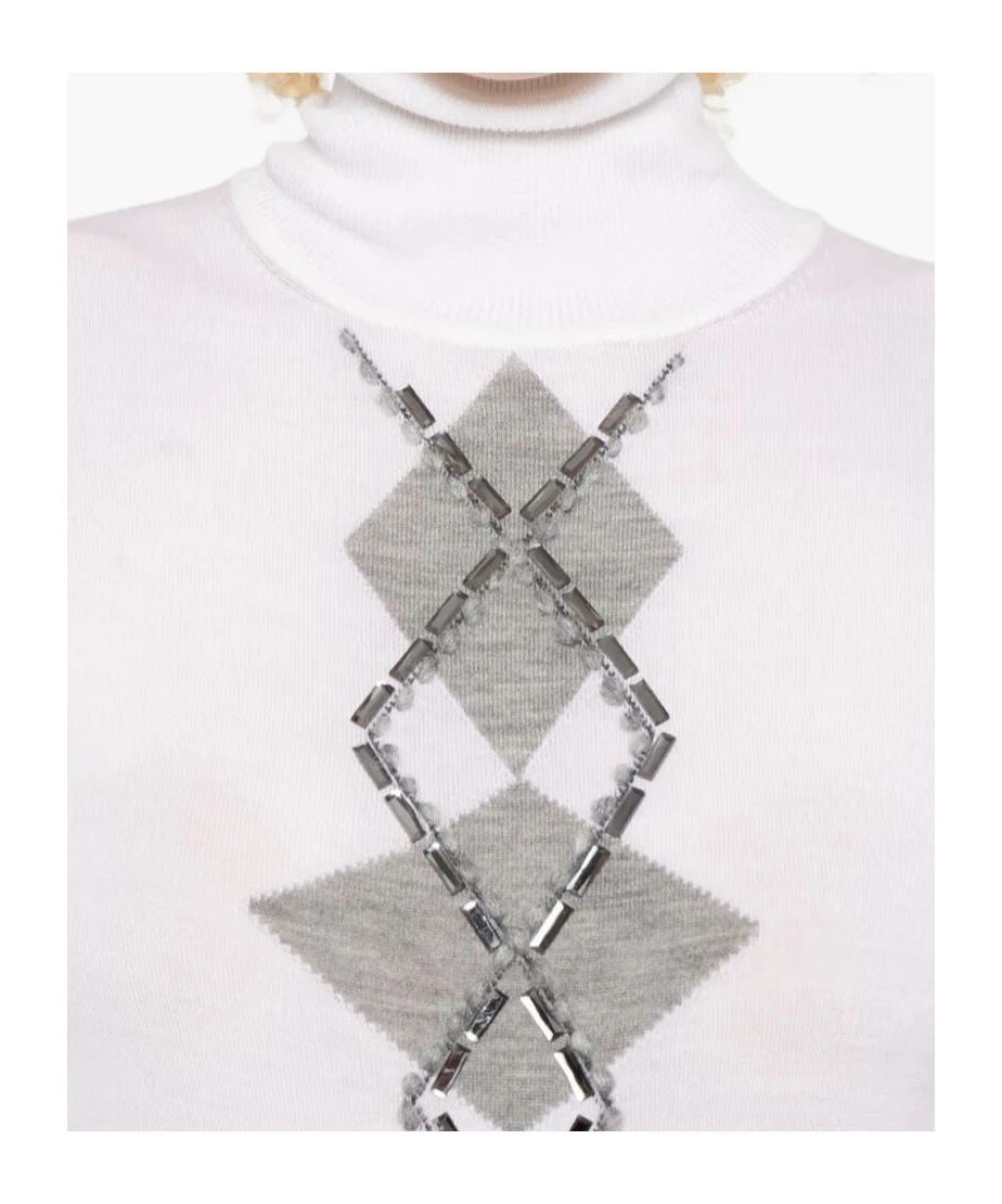 Ermanno Scervino Embellished Turtleneck Sweater In White