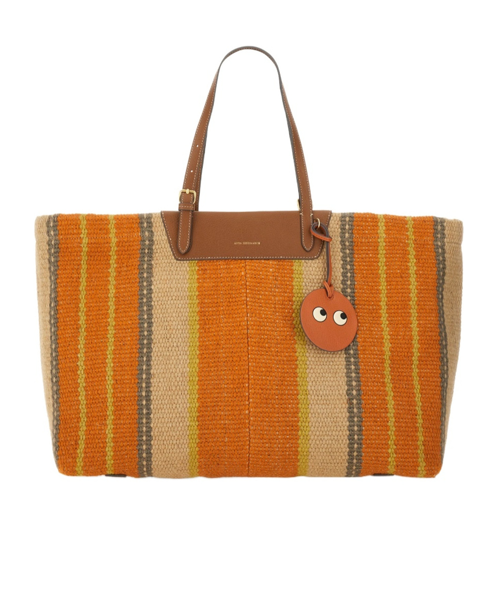 Shop Anya Hindmarch Logo Charm Tote Bag In Brown