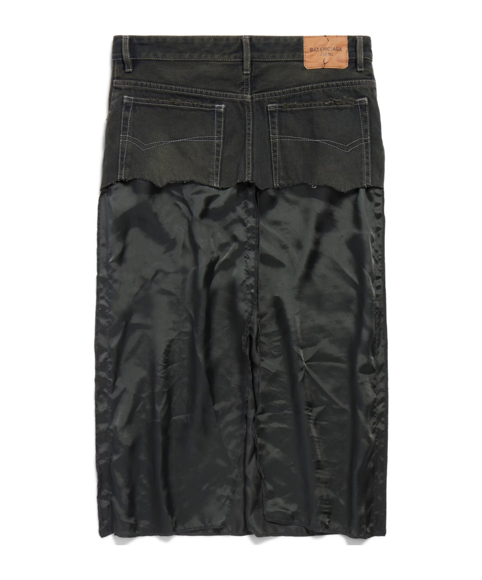 Balenciaga Denim-panel Midi Skirt In Black