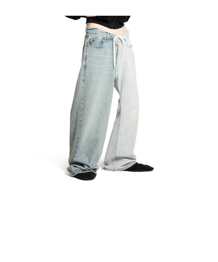 Balenciaga Fifty-fifty Jeans Light Blue In Gray