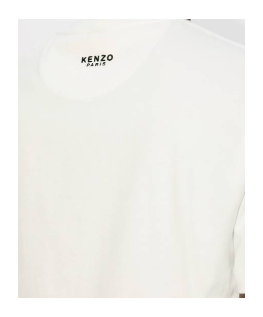 Kenzo White Crewneck T-shirt With Logo Patch On The Front In Cotton Man In White