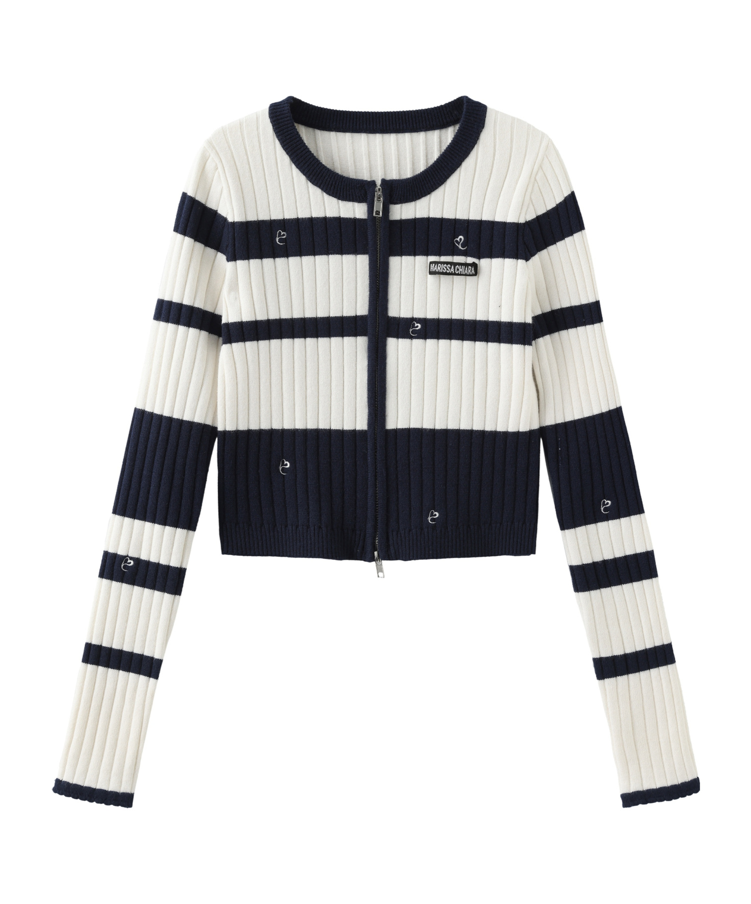 Marissa Chiara Colorblock Heart Knit Cardigan In Multi
