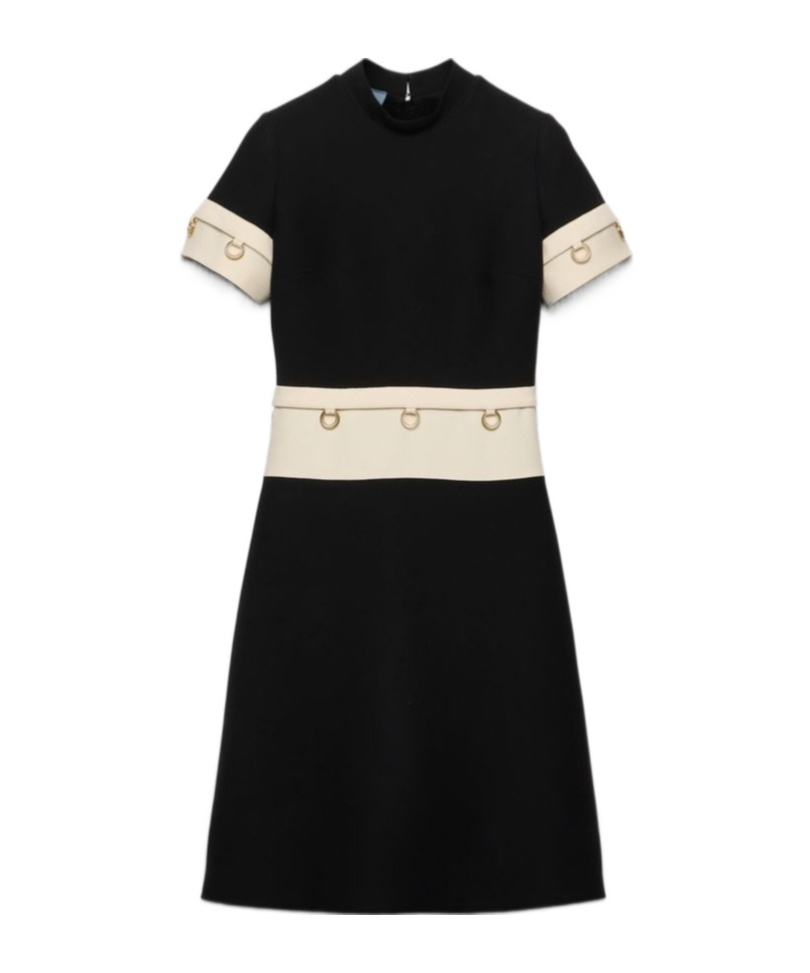 Prada Short-sleeved Knitted Dress In Black