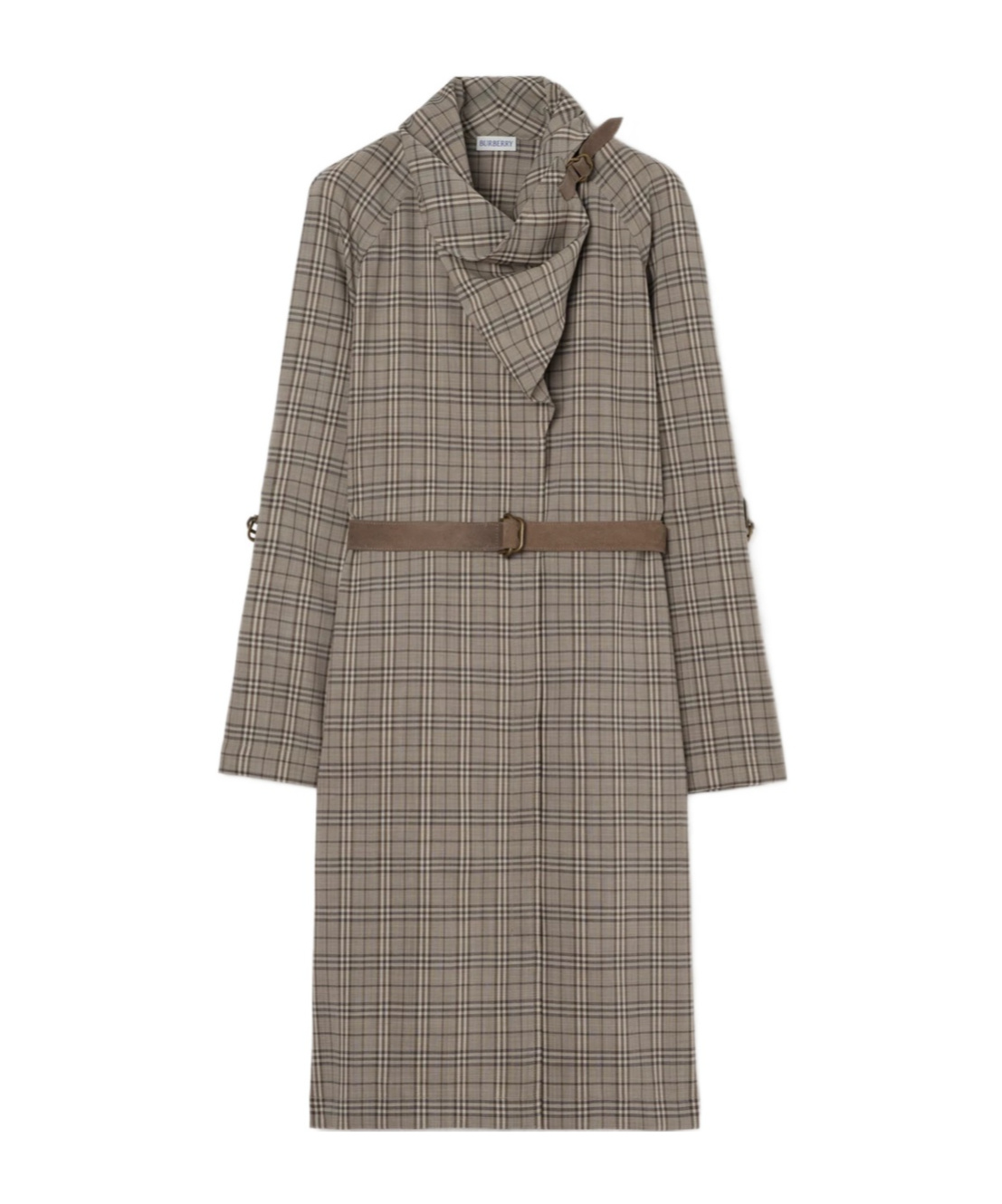 Burberry Scarf Collar Check Wool Dress In Multi
