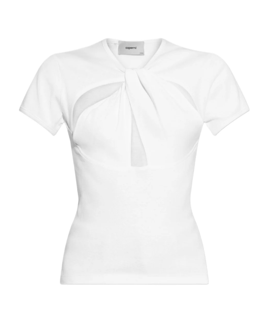Coperni Cut-out Design Black T-shirt With Modern Silhouette In Orange