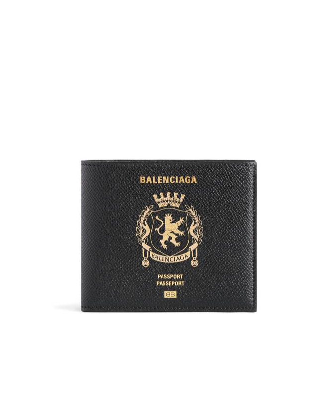 Balenciaga Men's Passport Square Folded Wallet In Black In Black