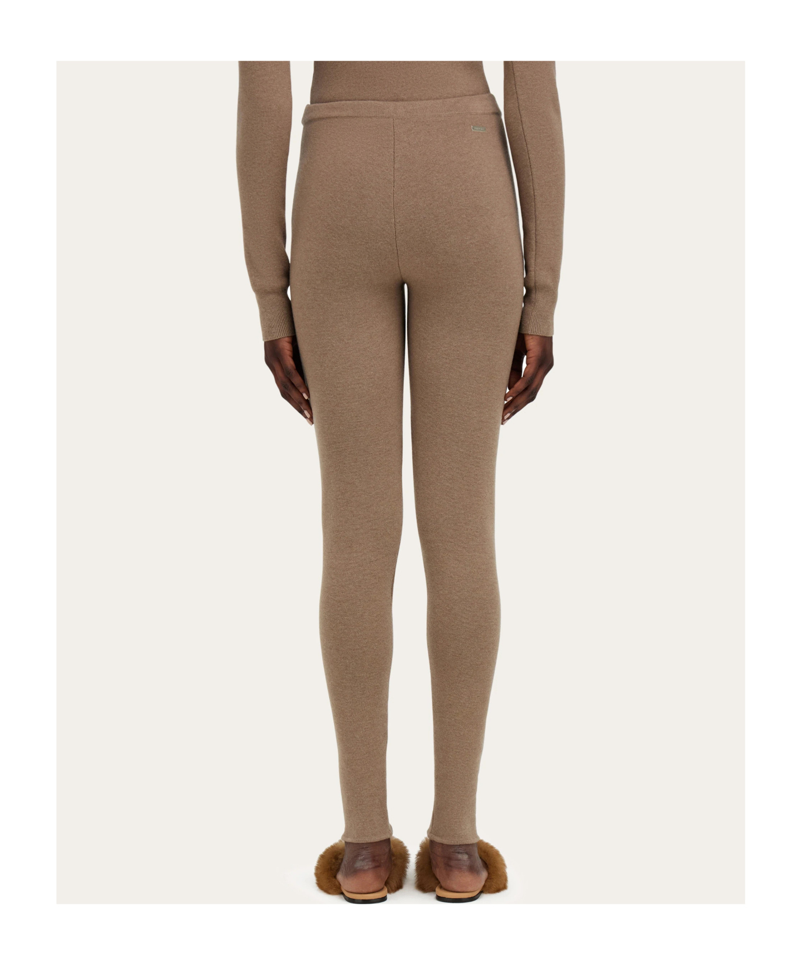 Ferragamo Elasticated-waistband Virgin-wool Leggings In Brown