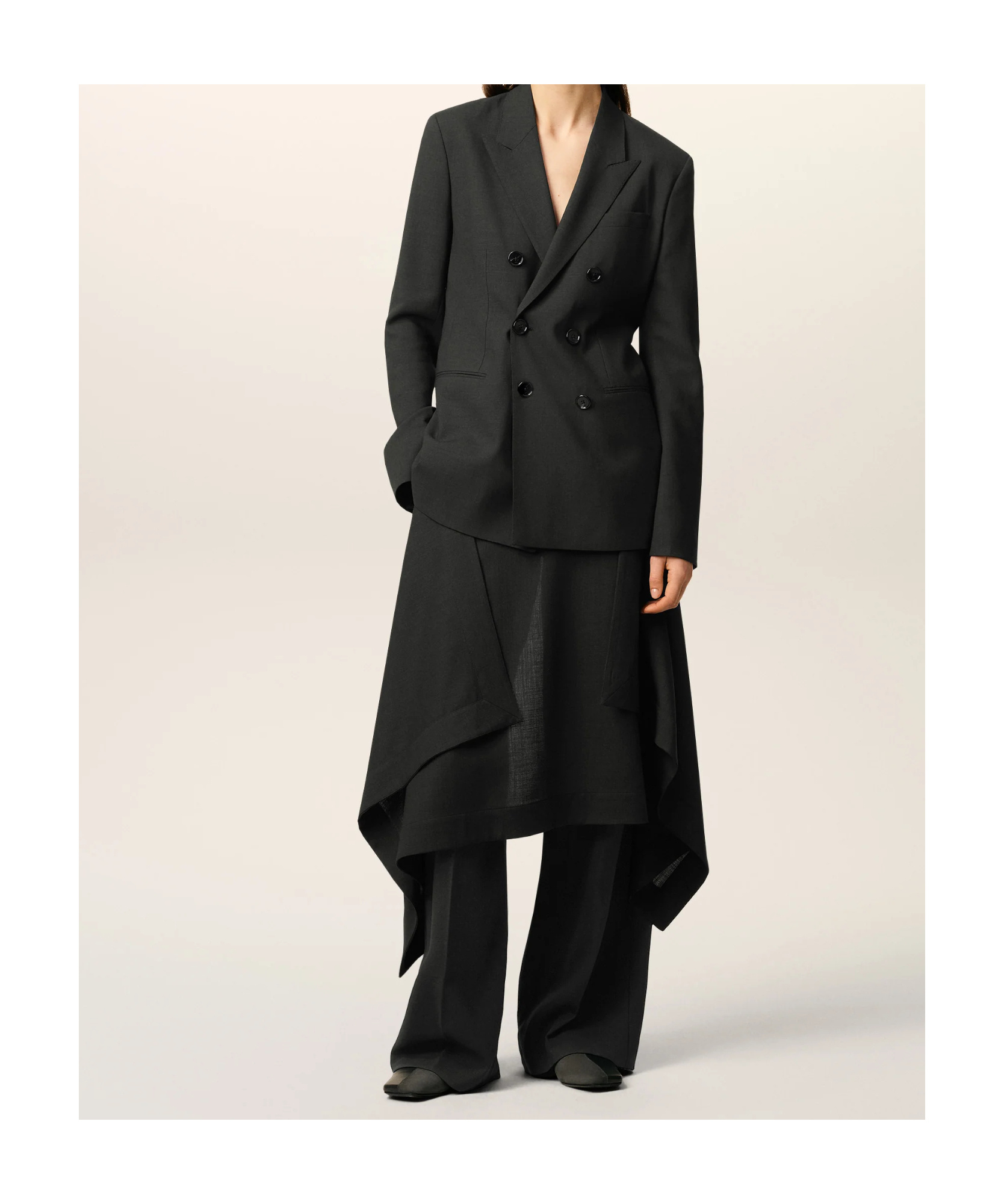 Ami Alexandre Mattiussi Black Wool Skirt Trousers Grey In Gray