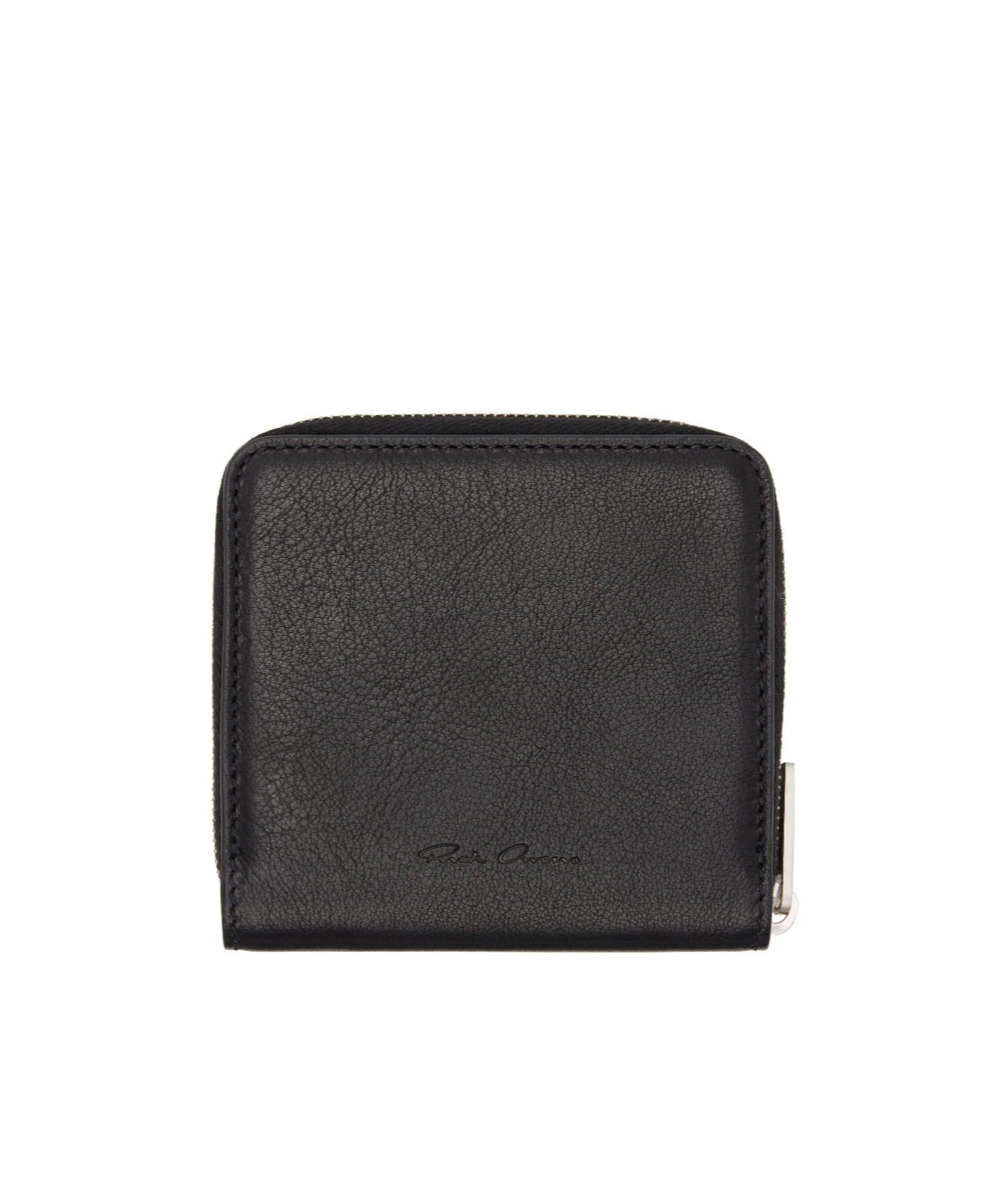Rick Owens Logo Embossed Zip Around Wallet In Black