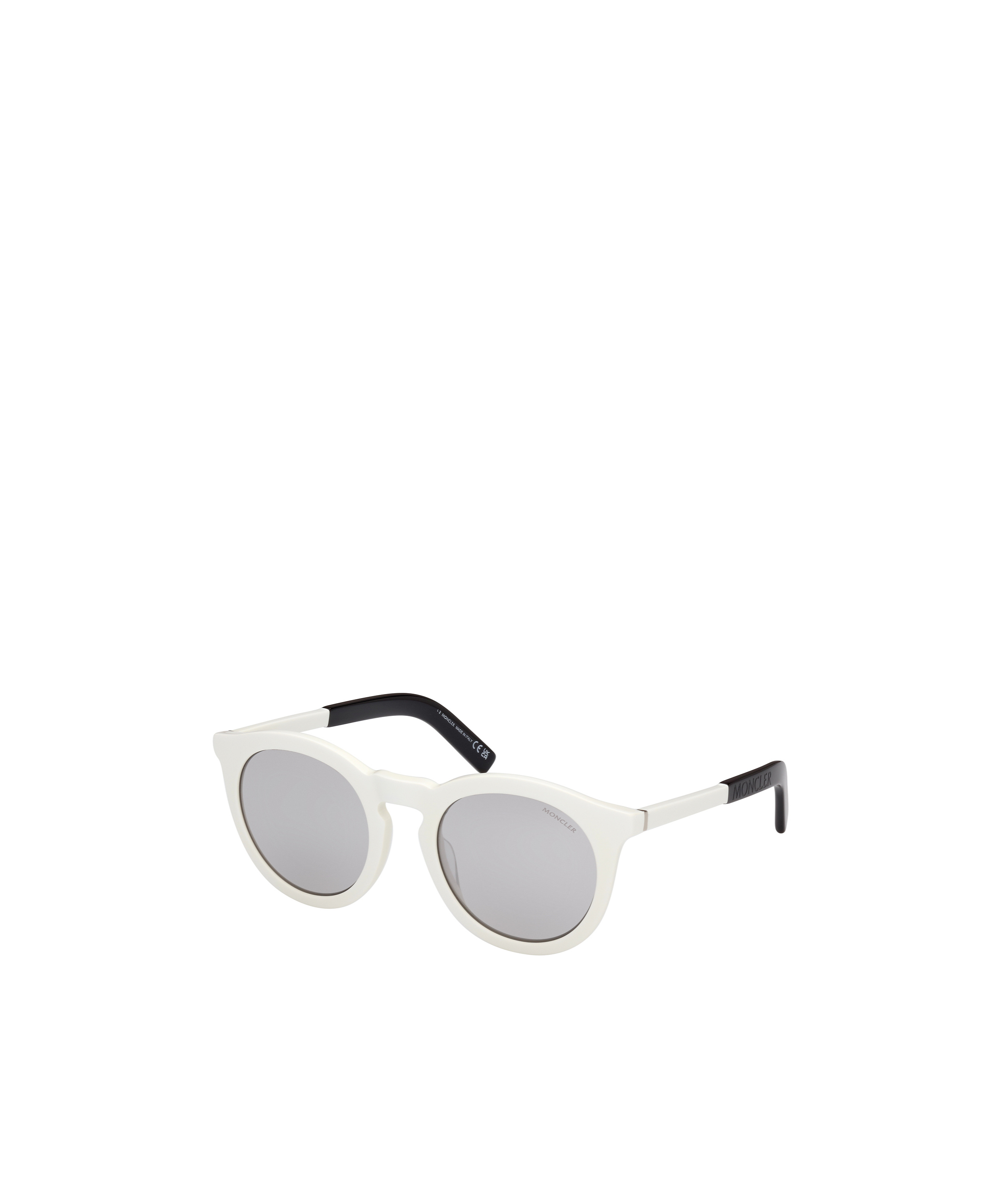 Moncler Logo-debossed Round-frame Sunglasses In Gray