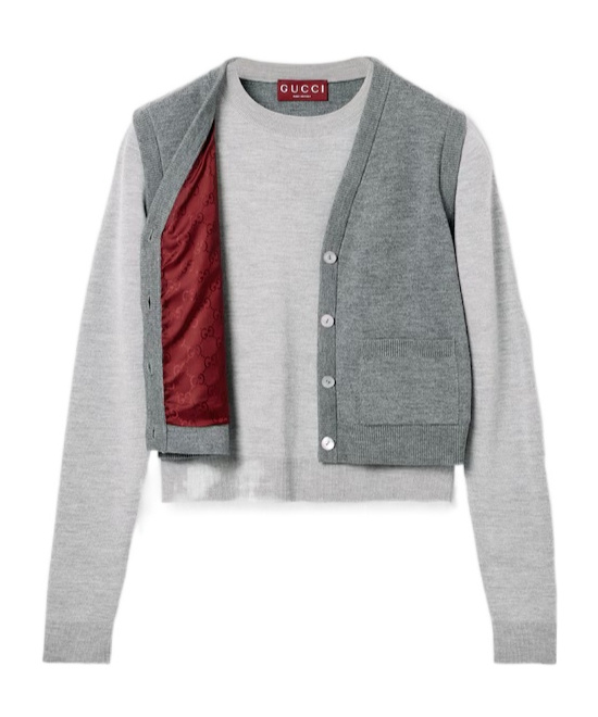 Gucci Wool Silk Top With Vest Overlay In Gray