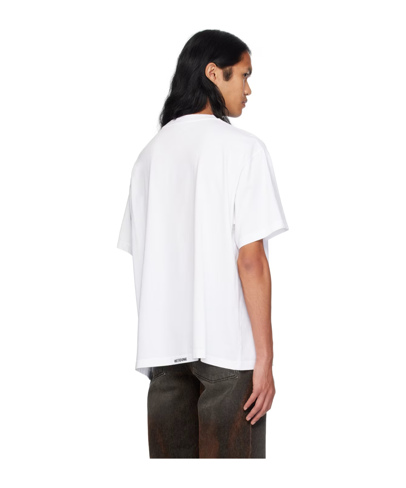 We11 Done Round Collar Logo T-shirt In White