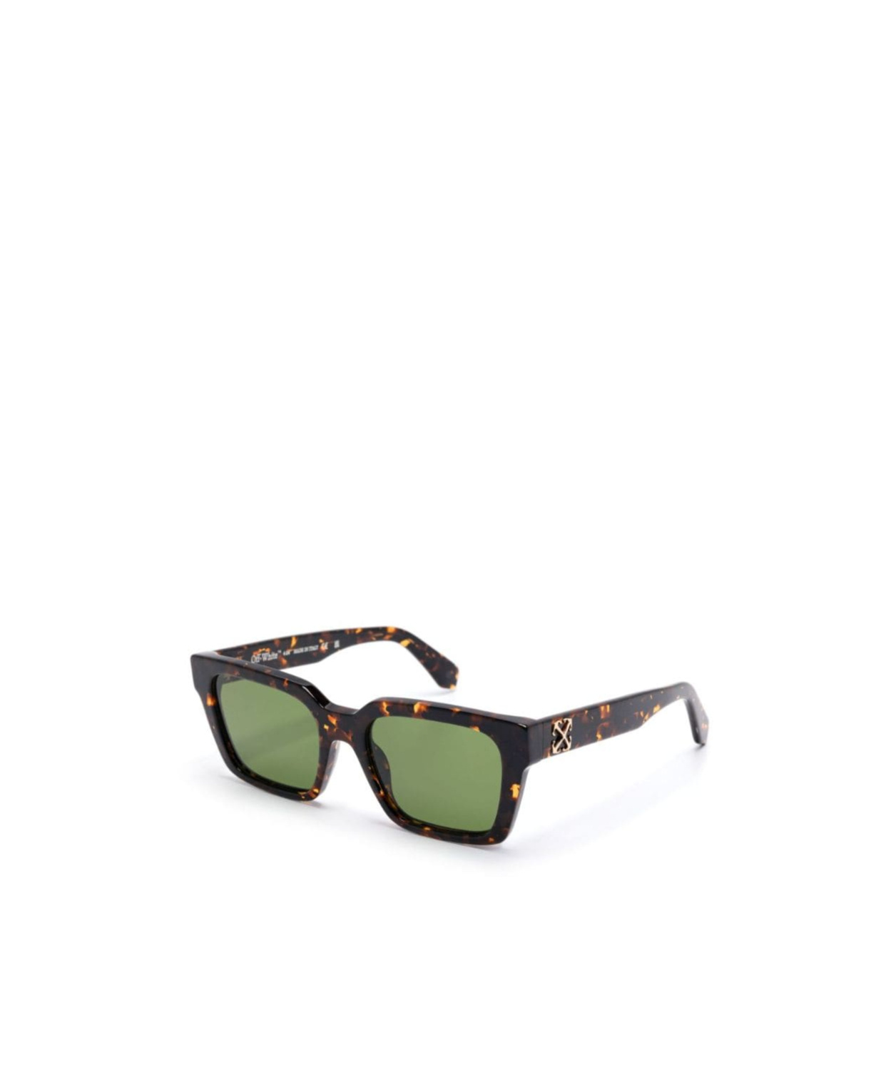 Off-white Sculpted Square Frame Sunglasses With Uv Protection In Green
