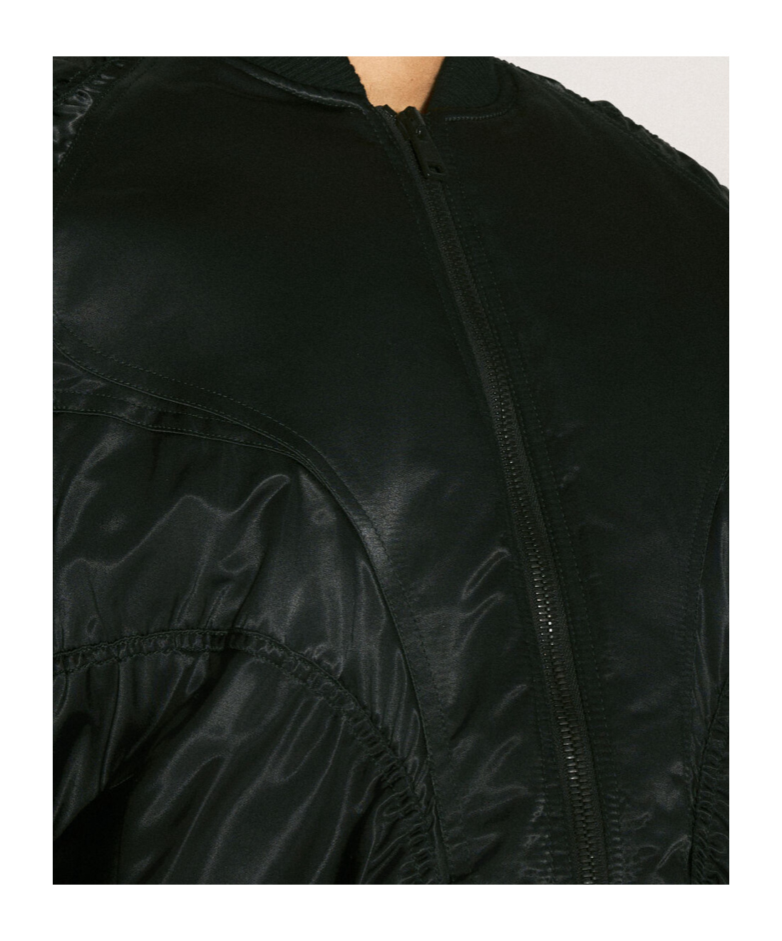 Mugler Satin Bomber Jacket In Black