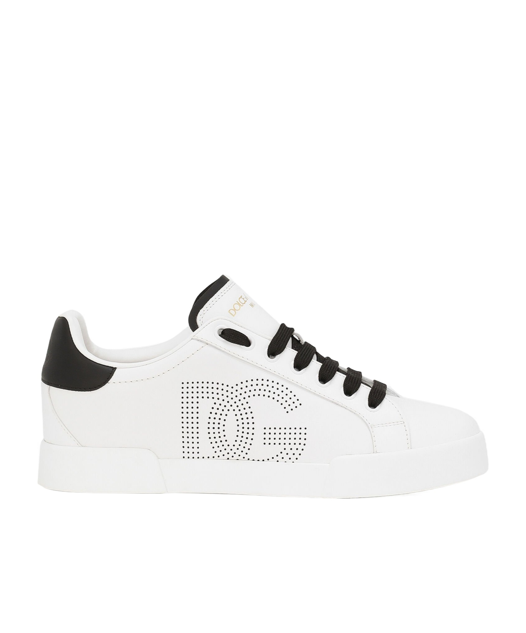 Dolce & Gabbana 'portofino Light' White Sneakers With Perforated Logo On The Side And Logo Patch On The Tongue In White