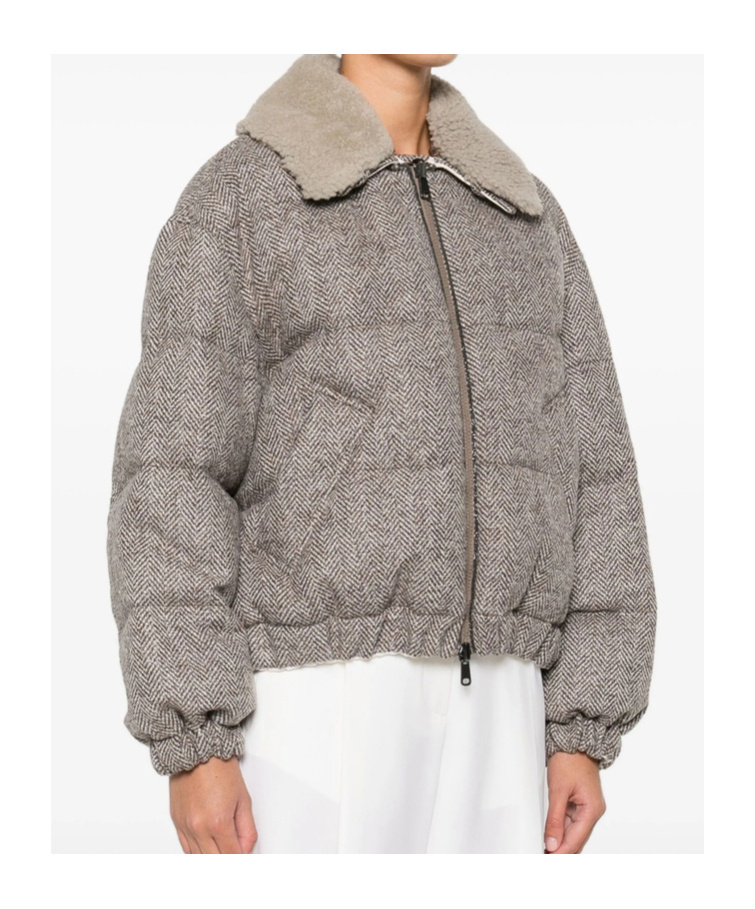 Brunello Cucinelli Lapel Long-sleeved Cotton Coat In Gray