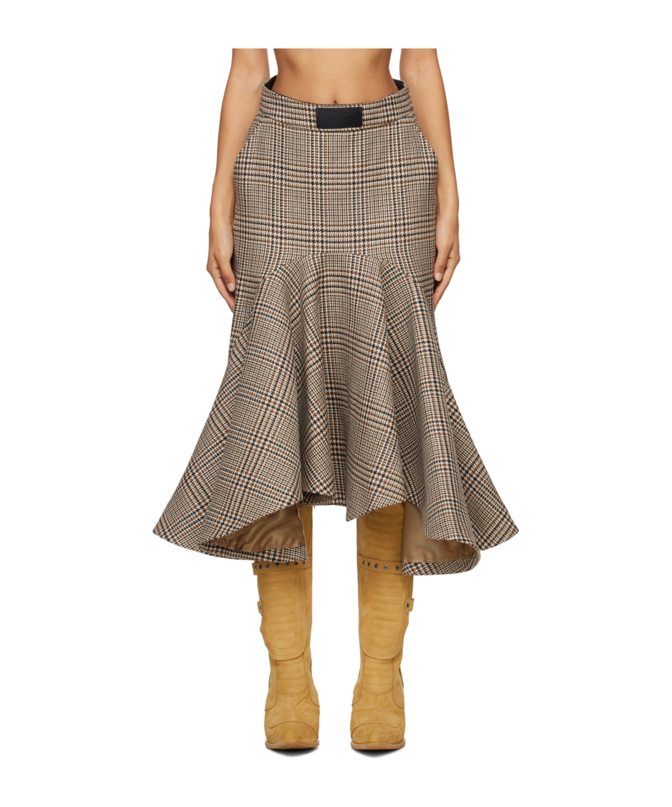 Vetements Beigh Godet Midi Skirt In Nude