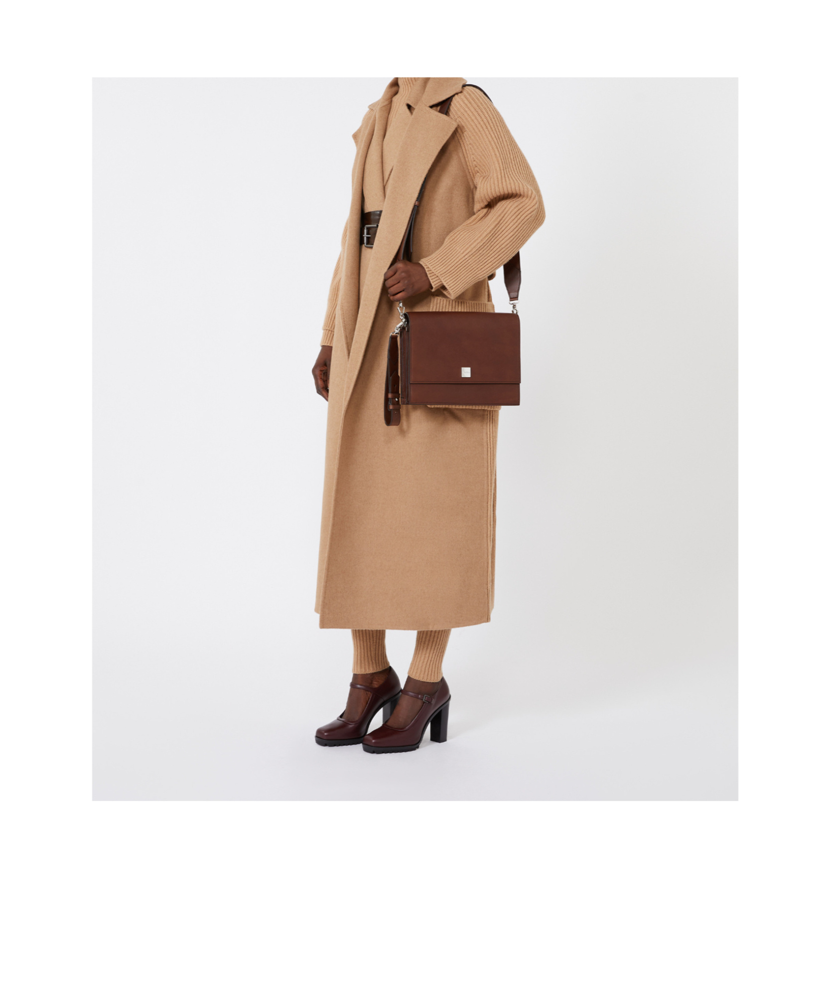 Max Mara Structured Shoulder Bag Top Handle Design In Brown