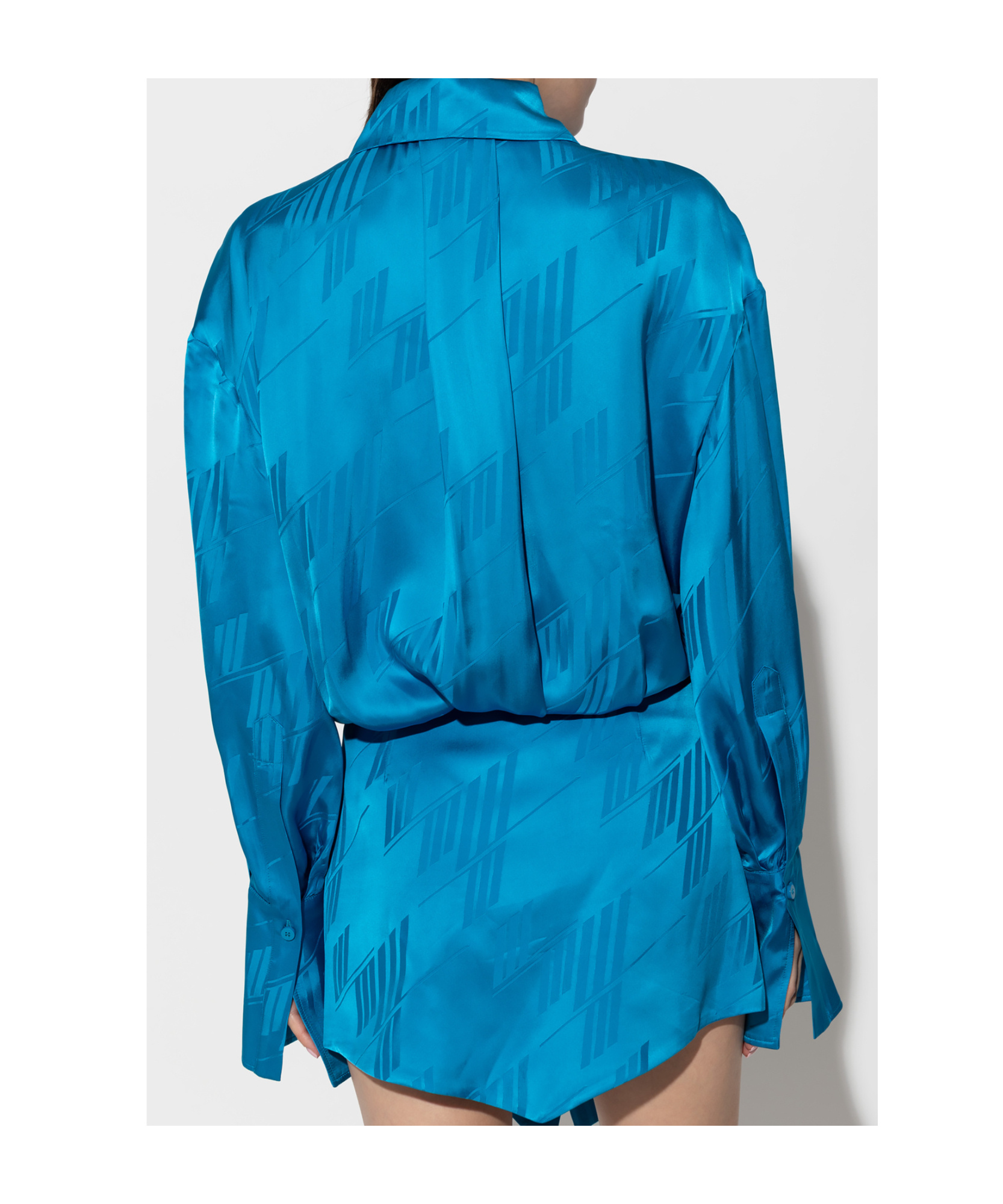 Attico Shirtdress Viscose Asymmetric Hem In Blue