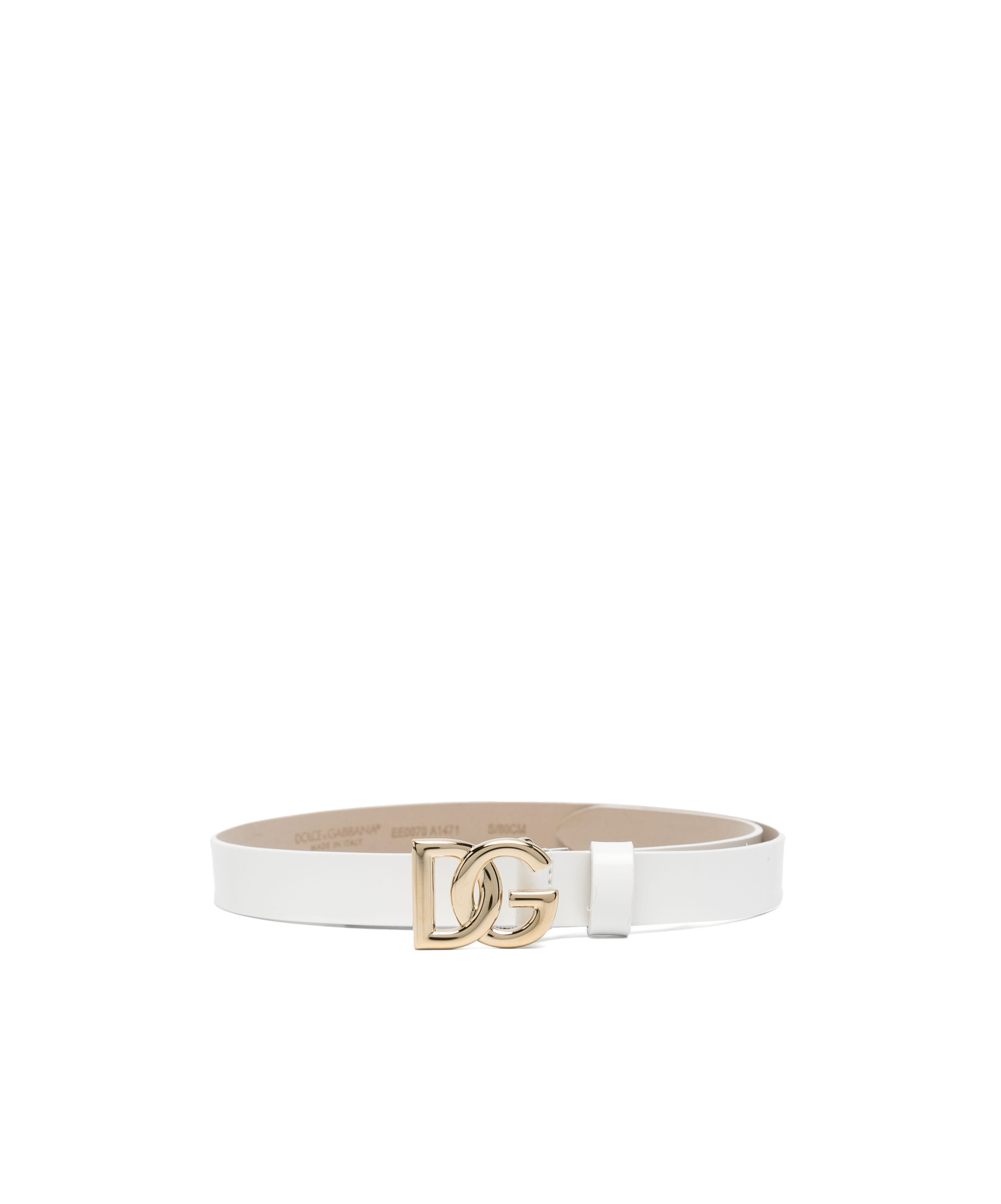 Dolce & Gabbana Logo-plaque Leather Belt In White