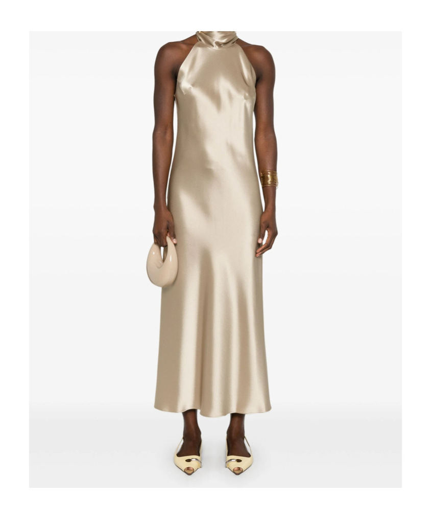 Shop Galvan Sleeveless Off-shoulder Dress In Nude