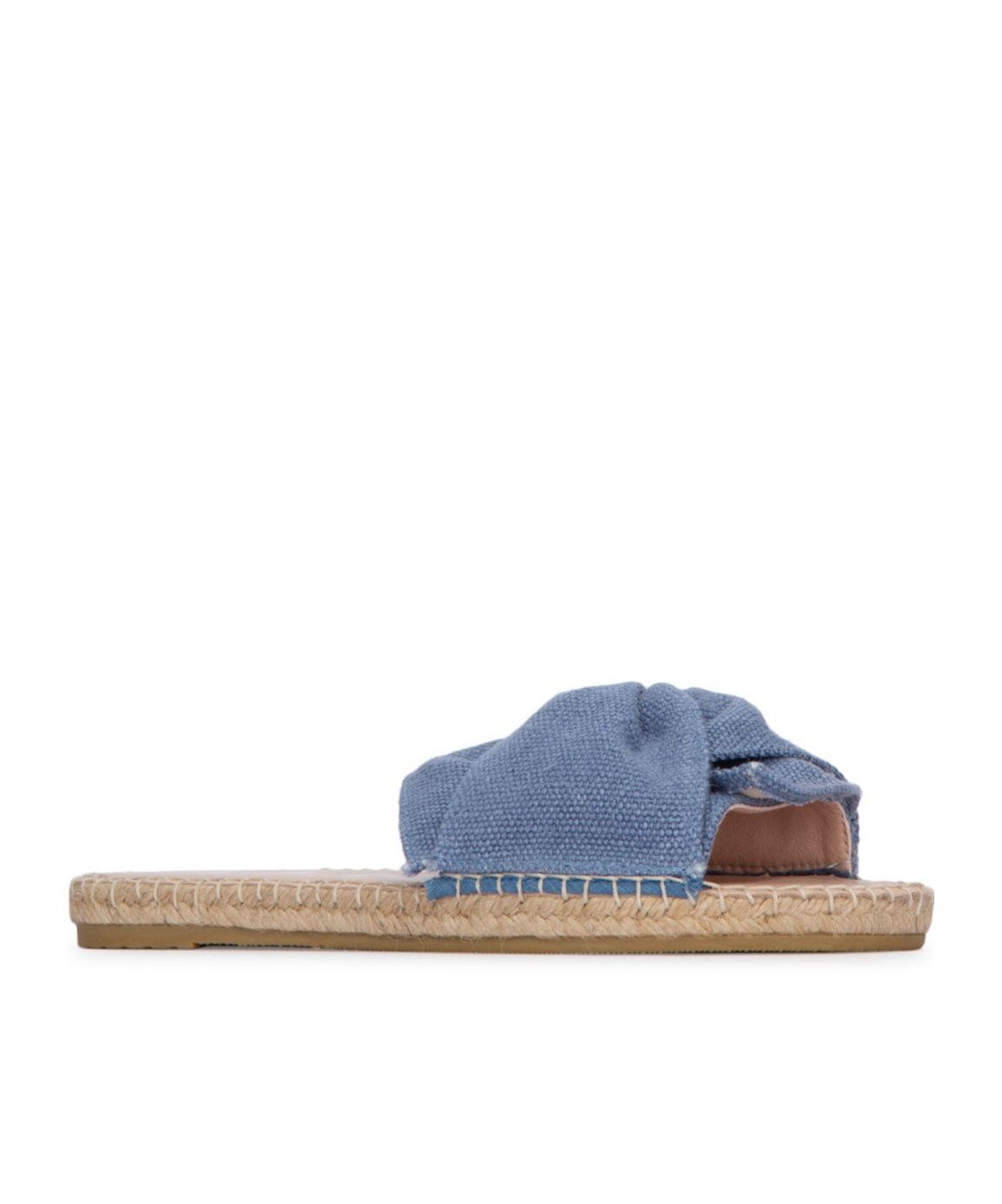Manebi Denim Knotted Flat Slides In Indigo