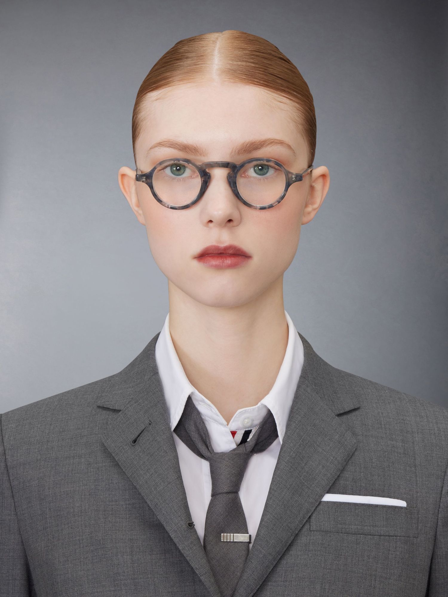 Thom Browne Marbled Round-frame Glasses In Black