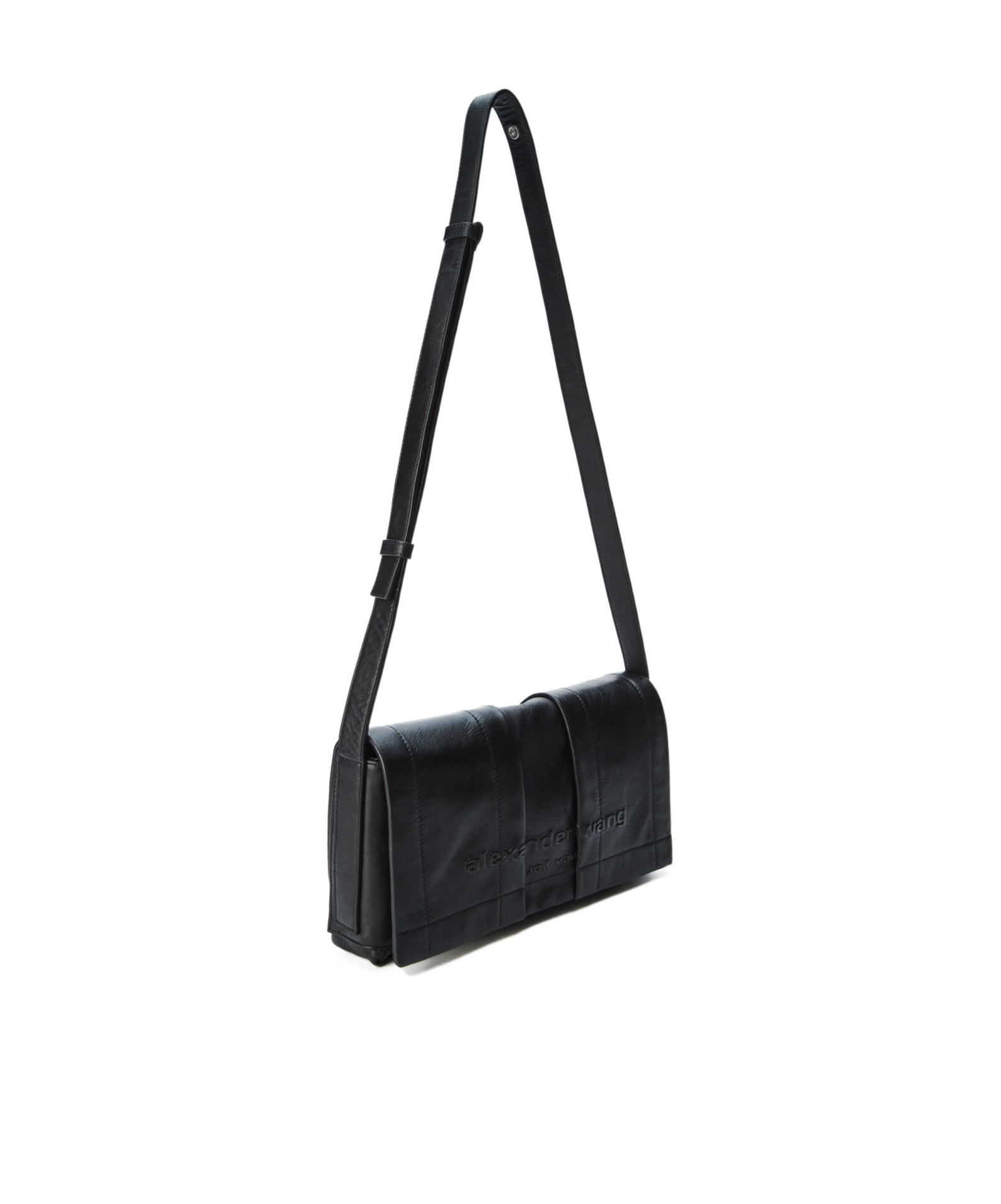 Alexander Wang Pack Flap Crossbody Bag Leather Medium In Black