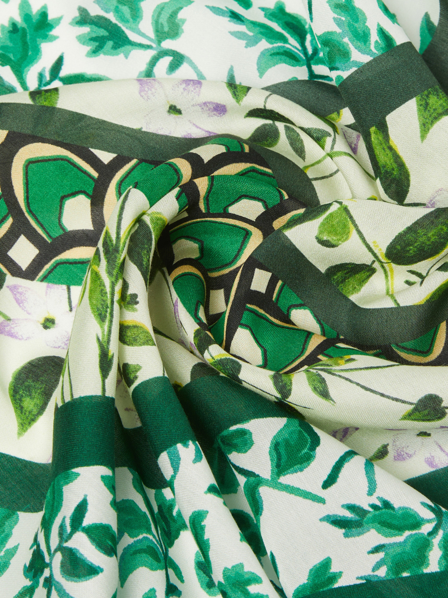 Weekend Max Mara Modal And Printed Silk Shawl In Green