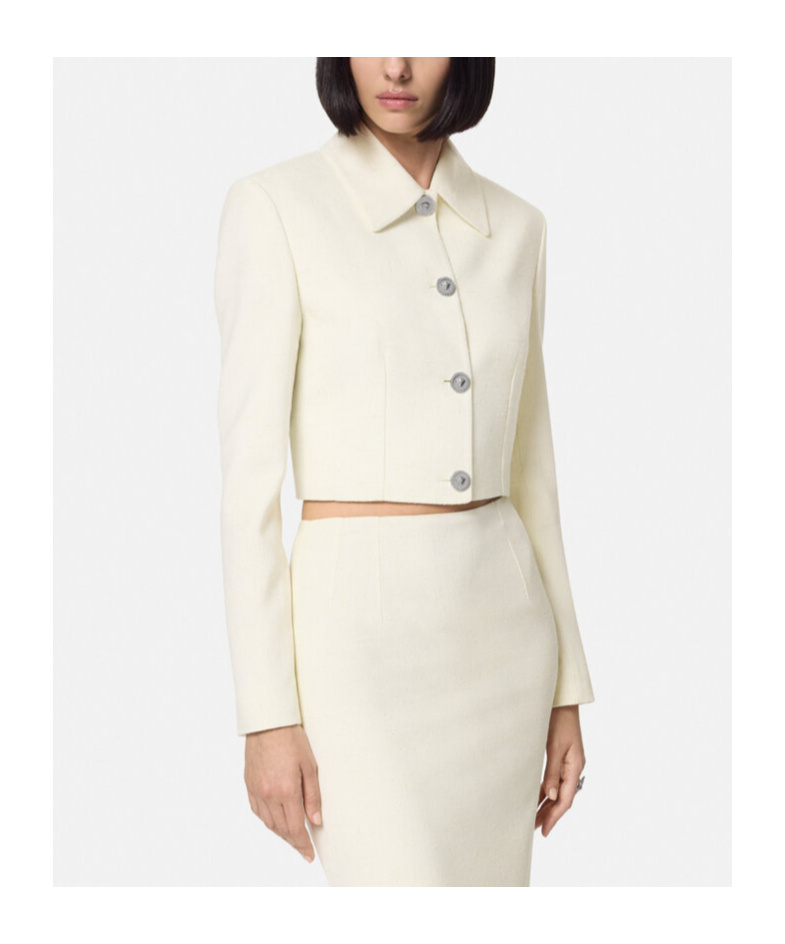 Versace Medusa Head Cropped Jacket In White