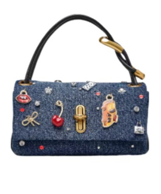 Marc Jacobs The Trinket Charm Denim Mini Dual Bag In Blue