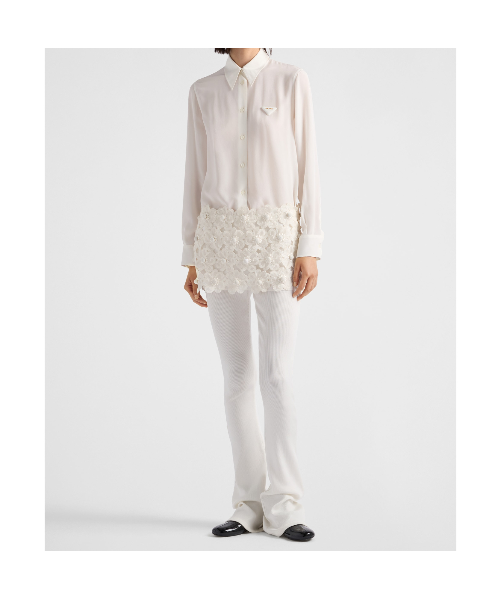 Prada Crepe Chine Shirt In Nude