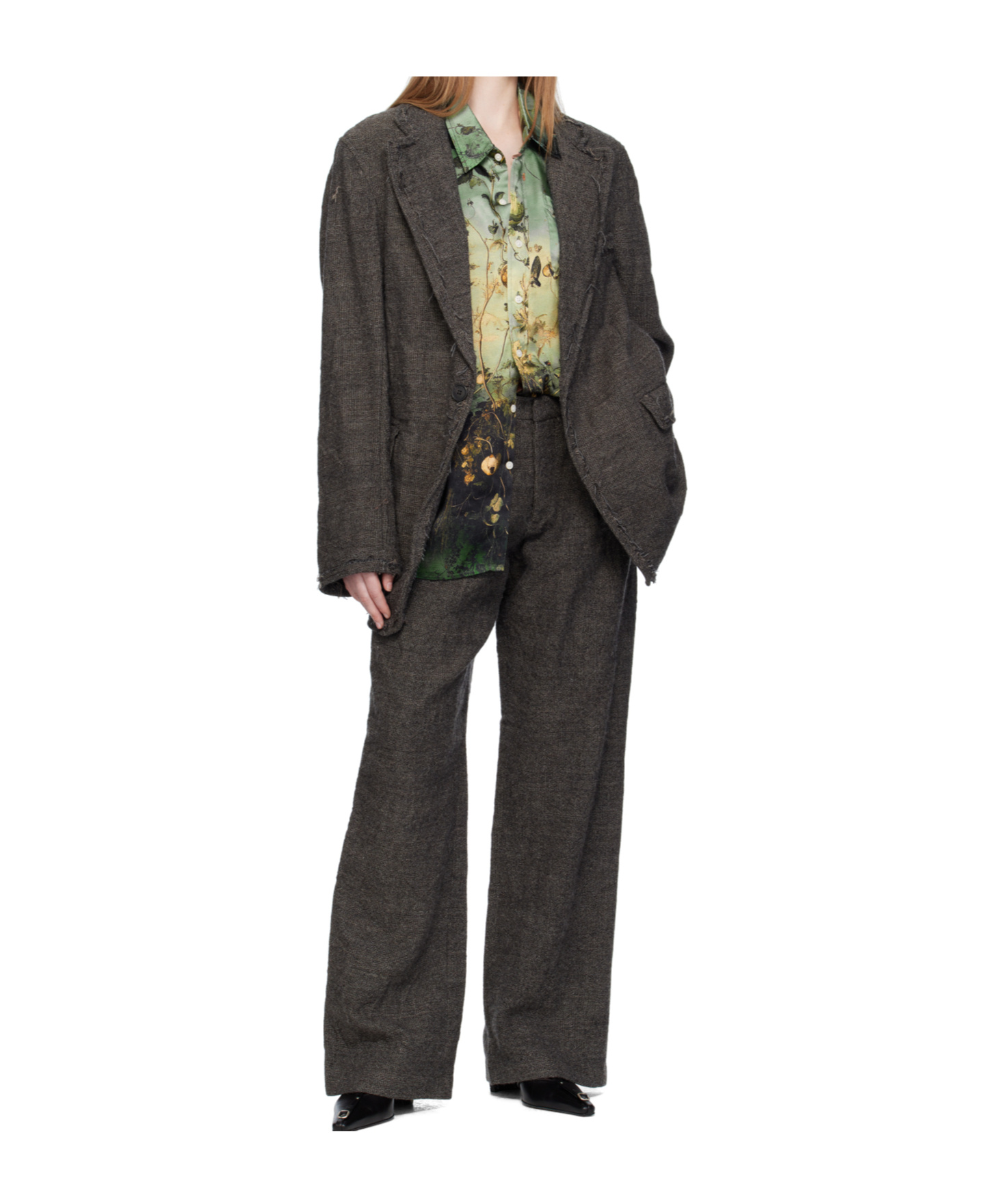 R13 Frayed Edge Ragged Blazer In Gray