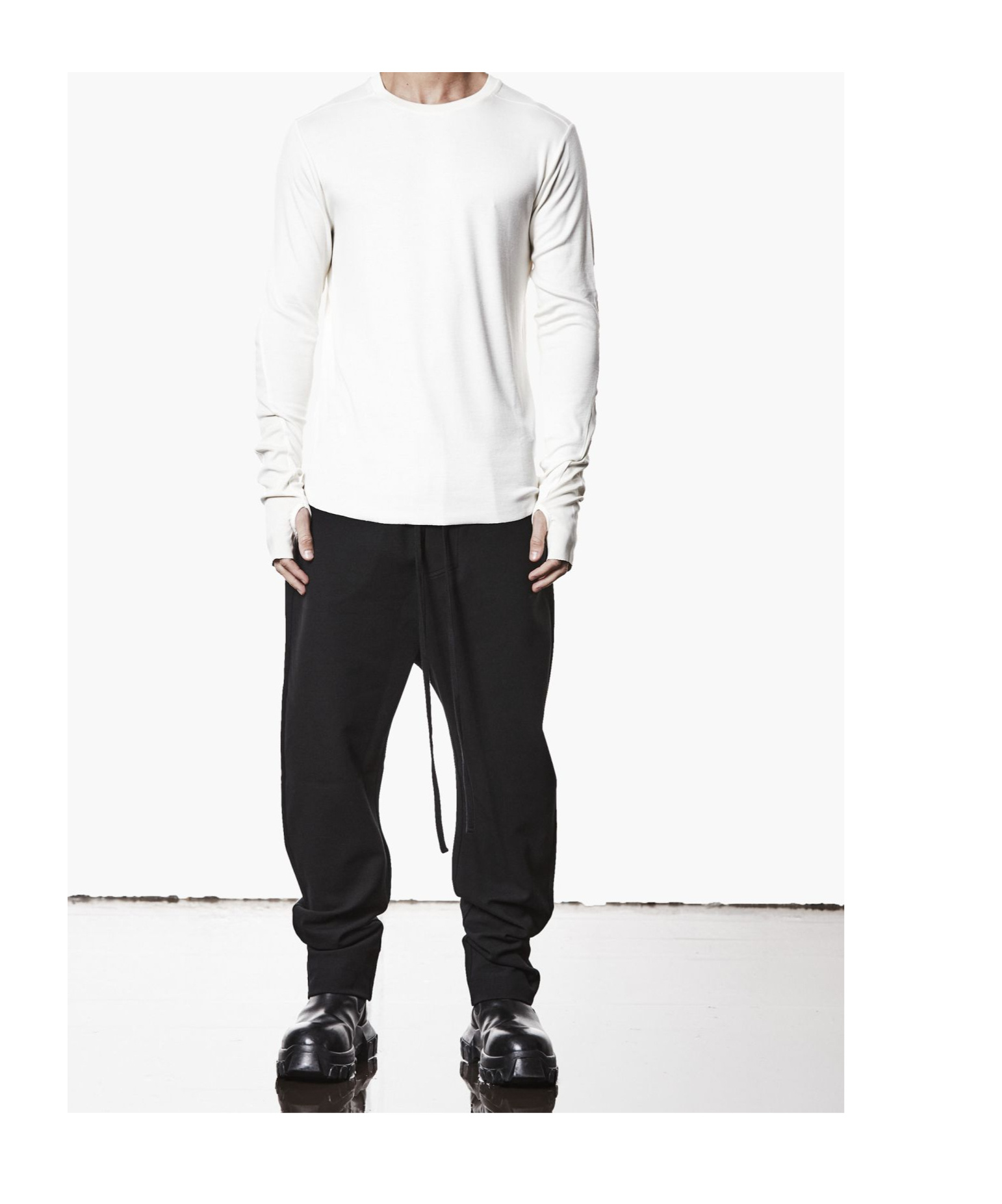 Thom Krom Slim Fit Viscose Stretch Long-sleeve T-shirt In White