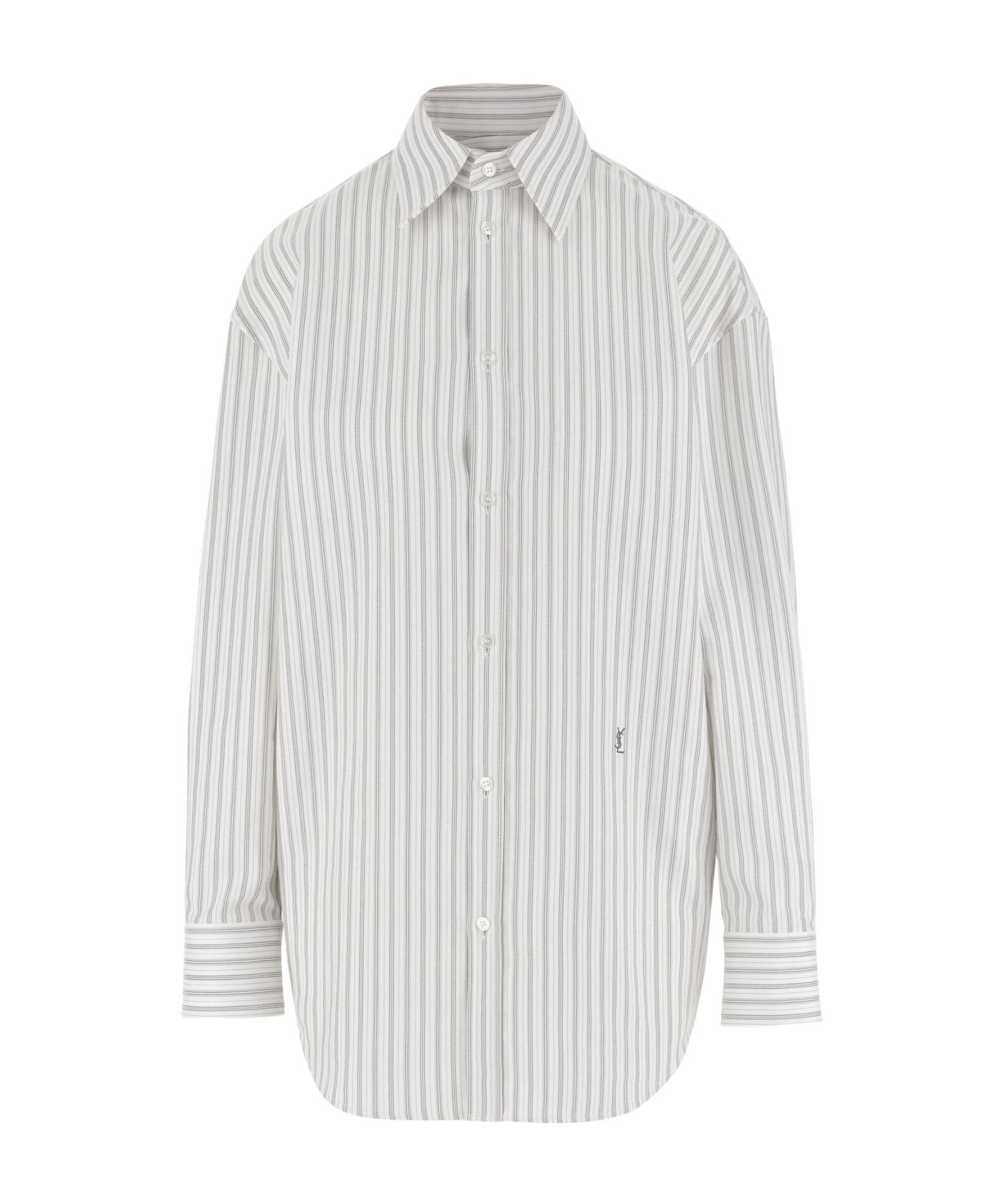 Saint Laurent Striped Pattern Long Sleeves Shirt In Neutral
