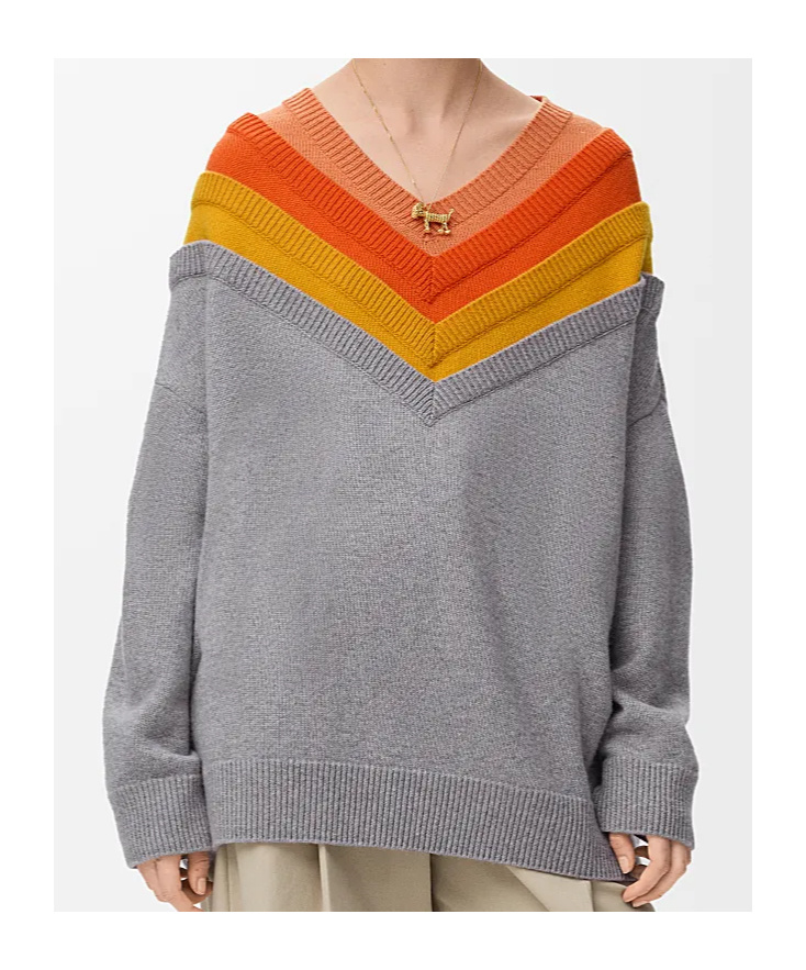 Loewe Layered Wool-blend Sweater In Gray