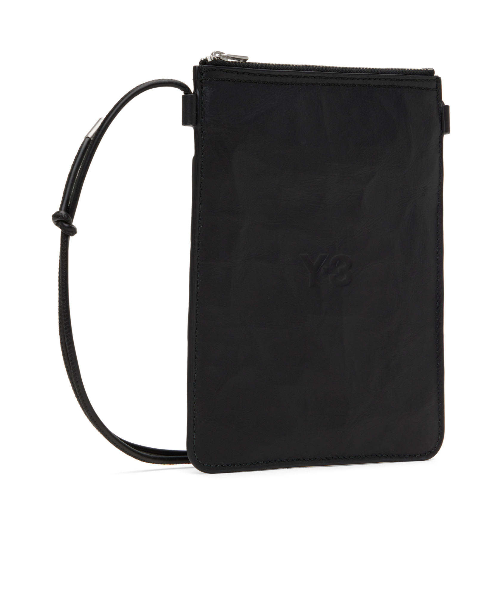 Y-3 Leather Messenger Bag In Black