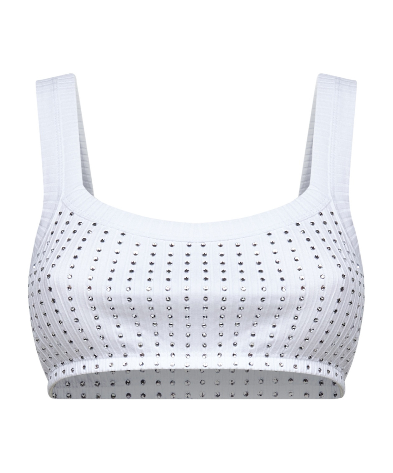 Attico White Cotton Hotfix Crystal Bralette Top In White