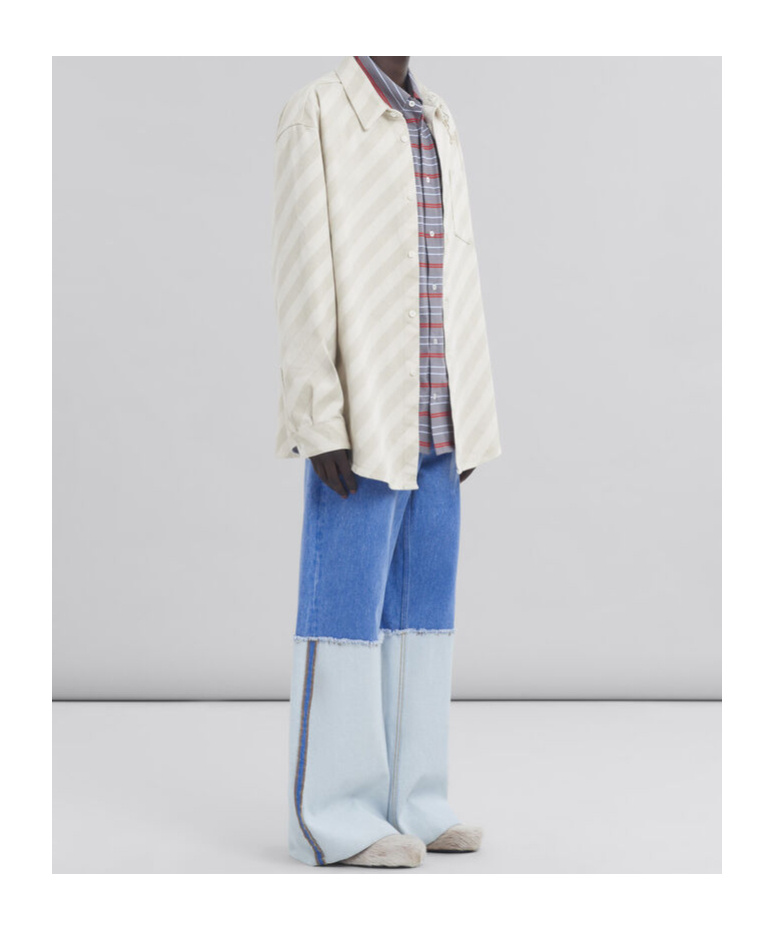 Marni Wide Leg Blue Jeans With High Turn-up In Blue