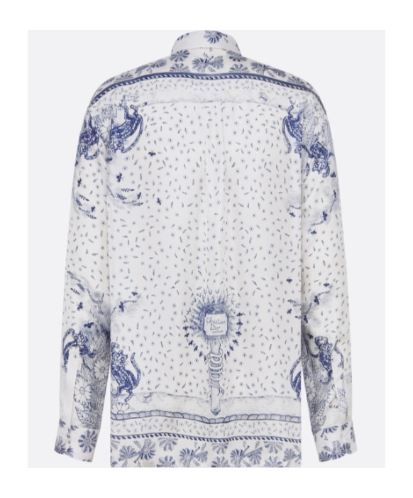 Dior Lapel Long-sleeved Shirt In White