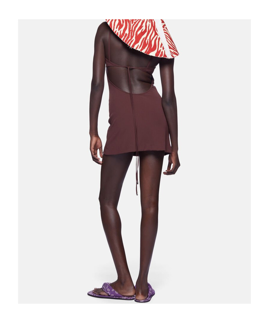 Shop Attico Mini Dress In Dark Brown