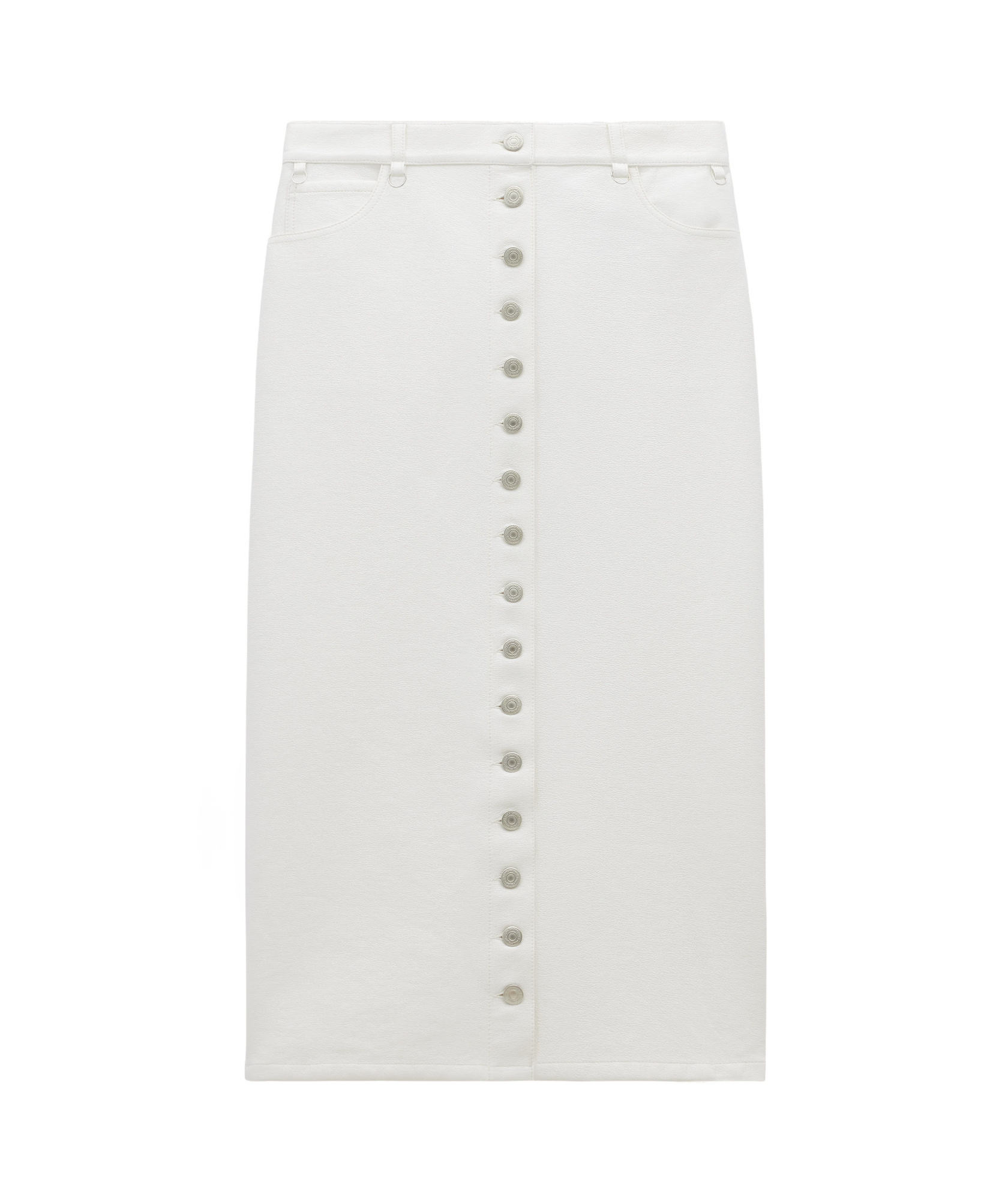 Courrèges Midi Skirt With Front Button Detailing And Back Slit In White